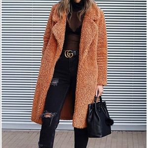 Long Teddy Coat- SIZE L- BRAND NEW!